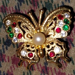 Jeweled Tone Golden Butterfly Clip